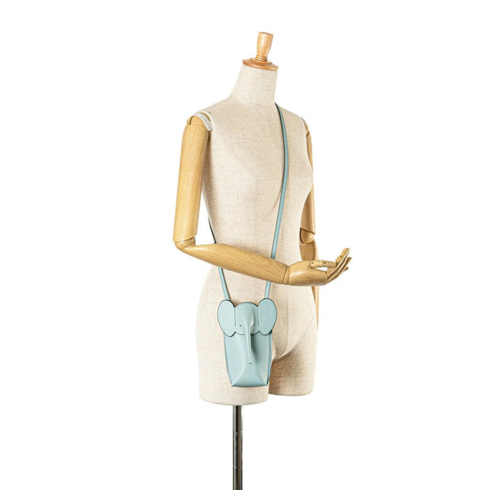 Loewe Elephant Pocket Crossbody Shoulder Bag Blue Leather - Picture 8 of 8